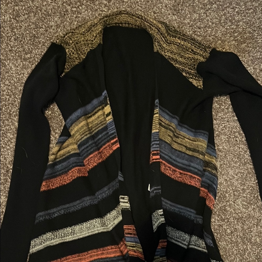 Elan Black Cardigan with Multicolor Stripes